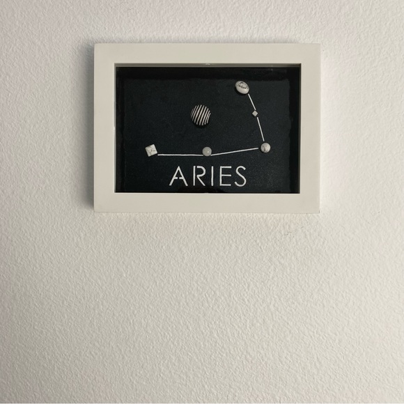Handmade Horoscope Art ARIES Star Constellation Beads Shadow Box 6x8 inches - Picture 3 of 8